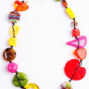 RESIN NECKLACE MULTIBEAD MEDIUM "INDIANA" 70CM