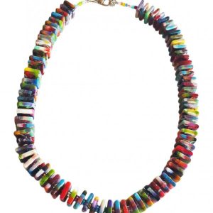 RESIN NECKLACE LIQUORICE SQUARES AND BEADS "PATRICIA" 55CM
