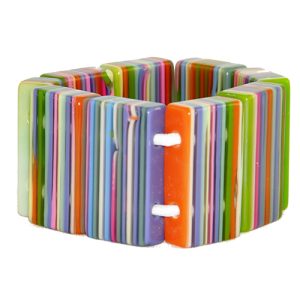 B0376 - RESIN BRACELET LARGE RECTAGLES ON ELASTIC "POP ART"